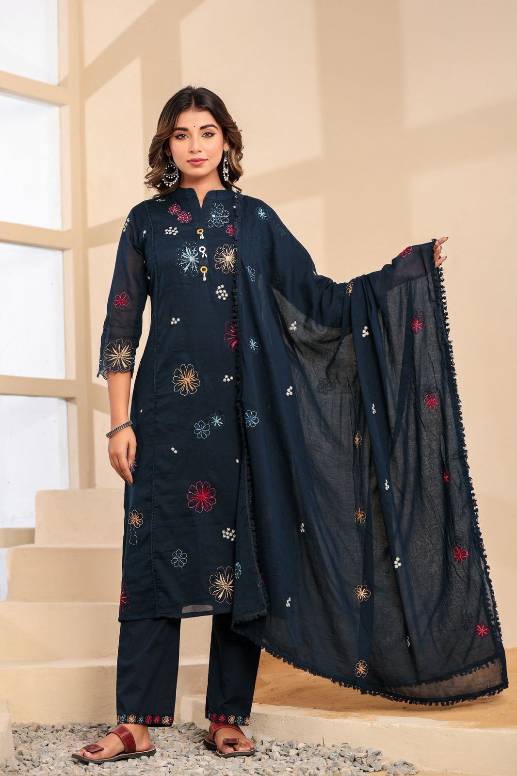 Mulmul Cotton A-line Suit Set