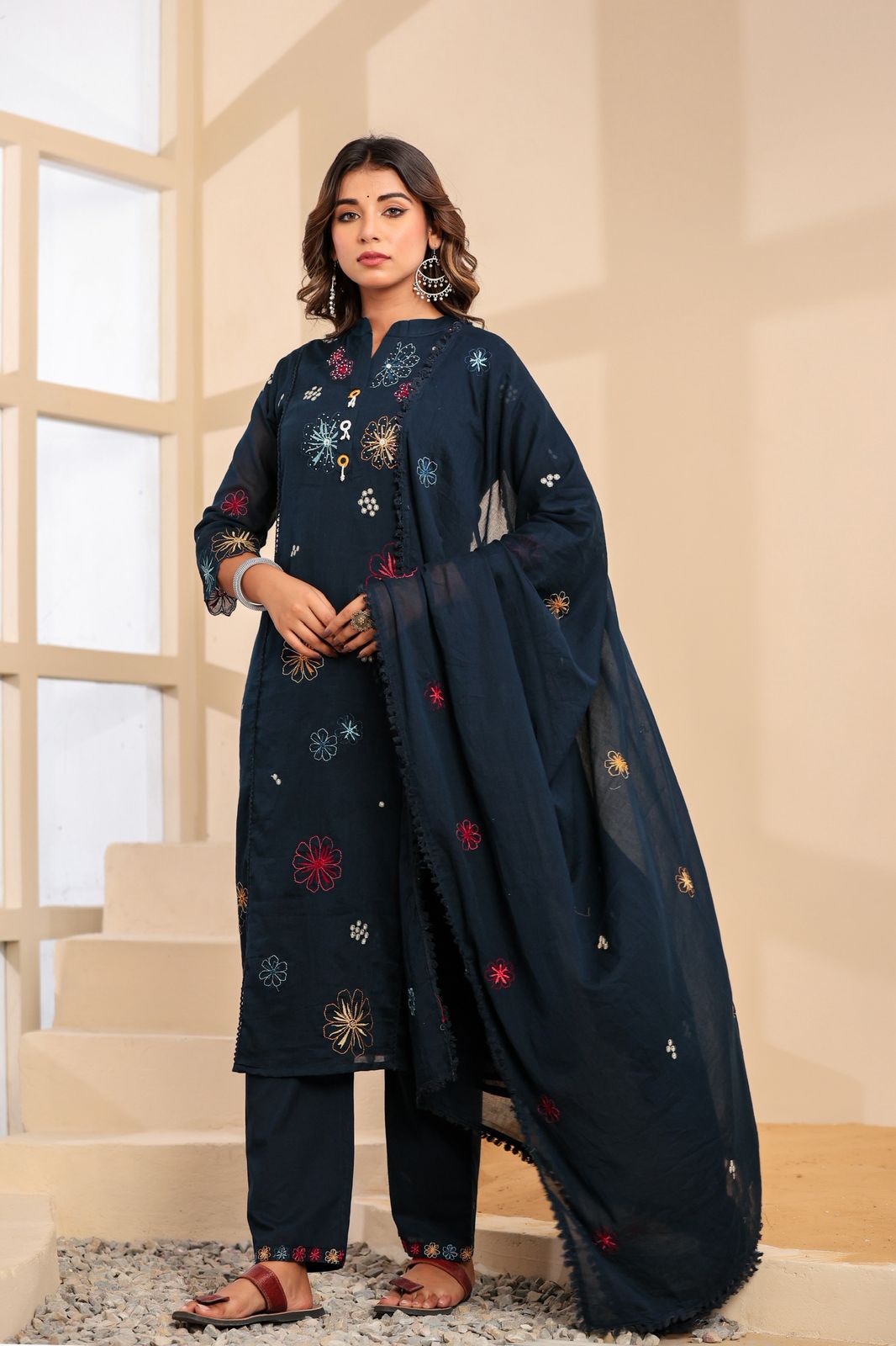 Mulmul Cotton A-line Suit Set