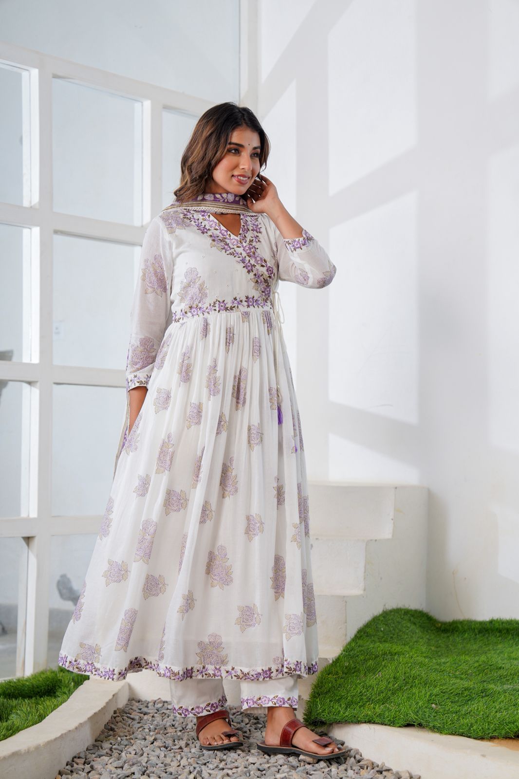 Mulmul  Cotton Anakali Suit Set
