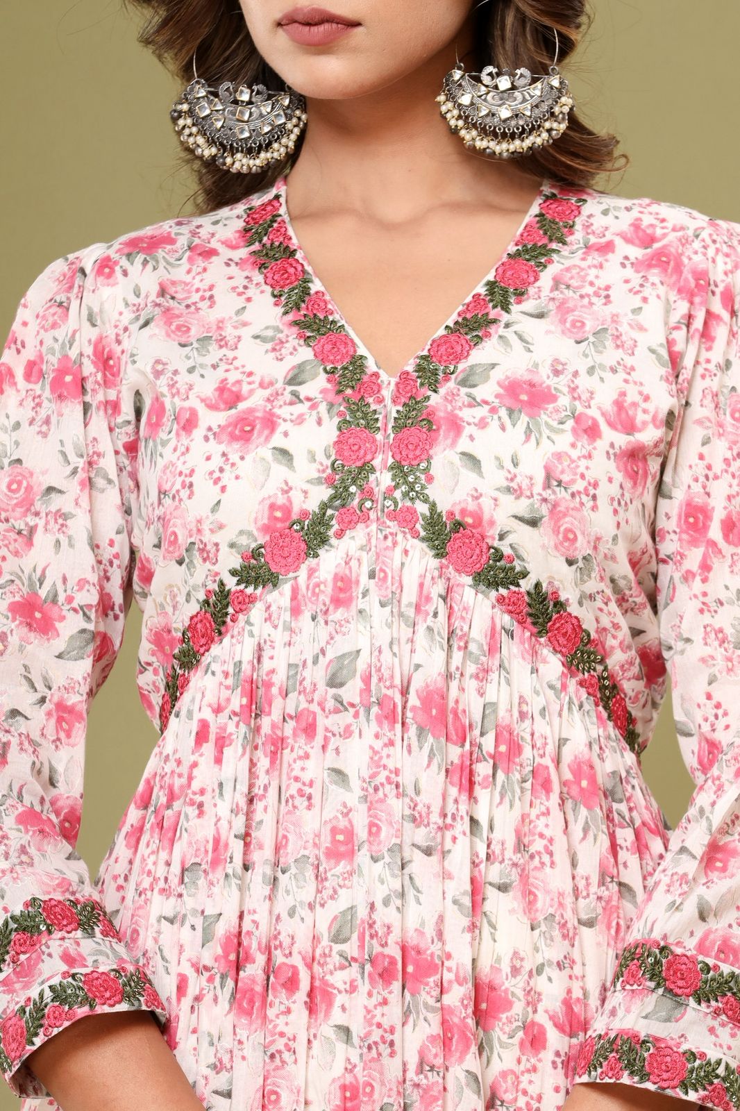 Mulmul Cotton Anarkali Suit Set