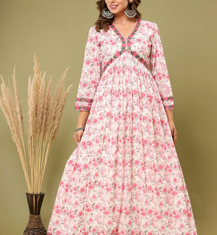 Mulmul Cotton Anarkali Suit Set