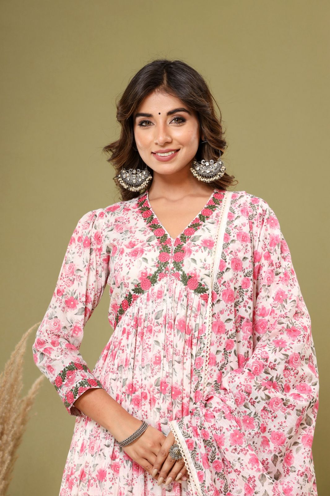 Mulmul Cotton Anarkali Suit Set