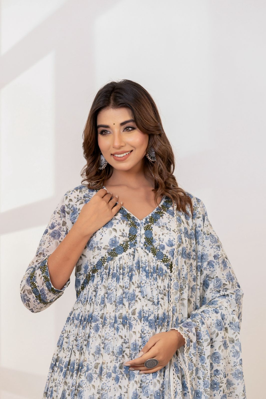 Mulmul Cotton Anarkali Suit Set