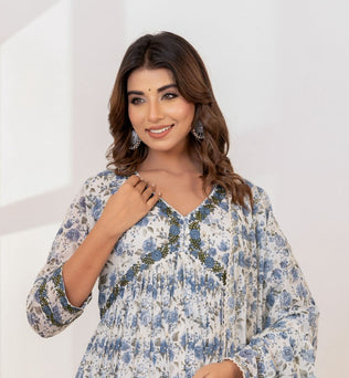 Mulmul Cotton Anarkali Suit Set