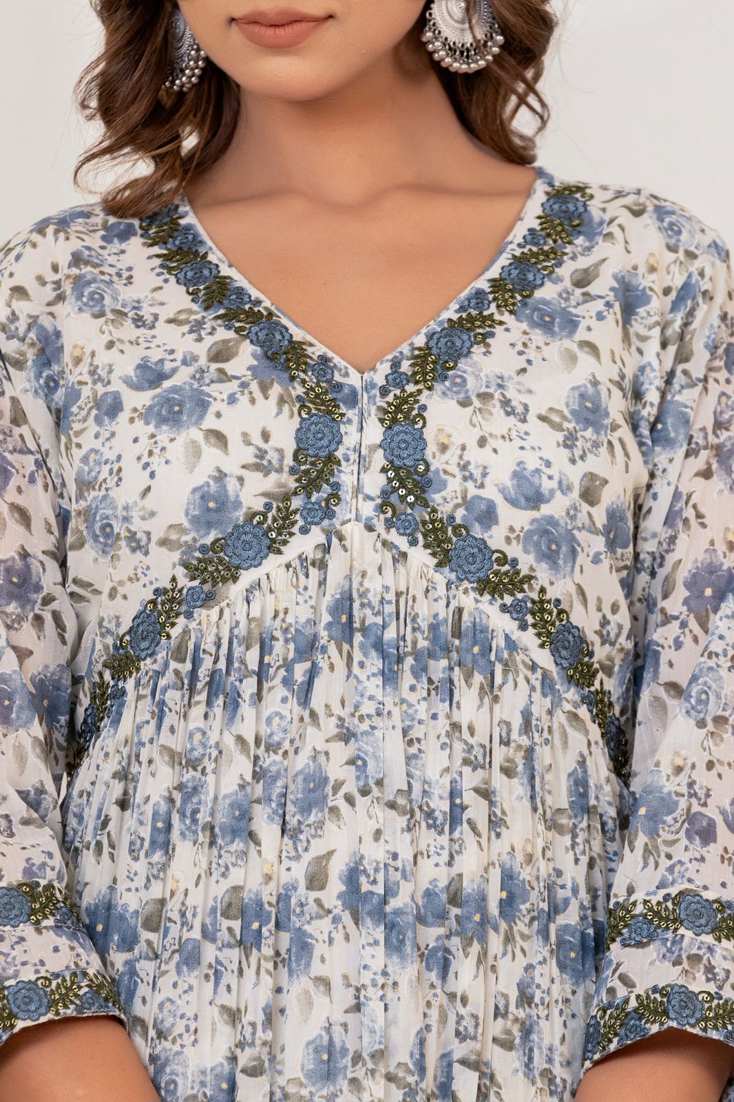 Mulmul Cotton Anarkali Suit Set