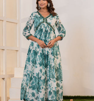 Mulmul Cotton Anarkali Suit Set