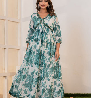 Mulmul Cotton Anarkali Suit Set