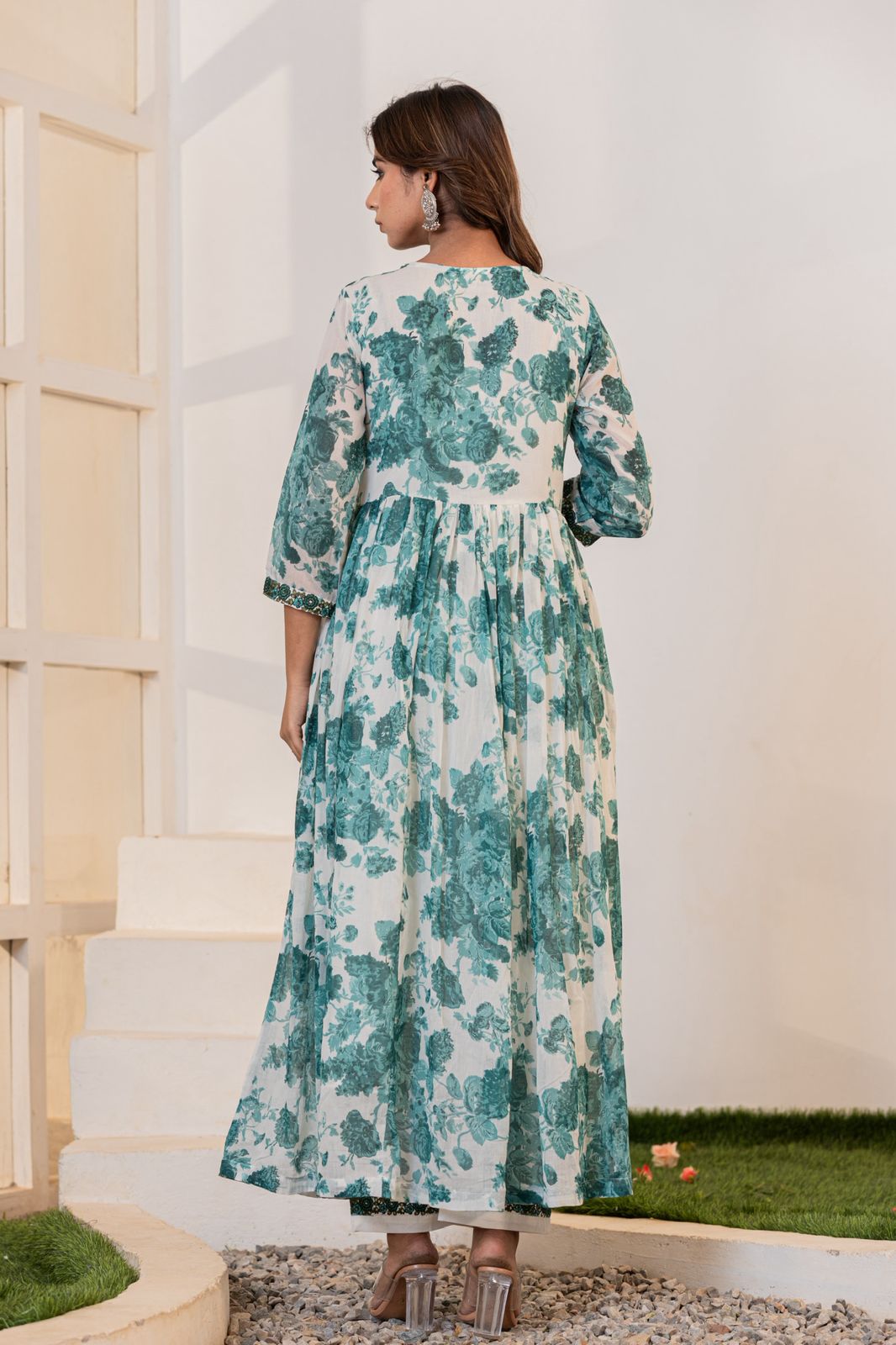 Mulmul Cotton Anarkali Suit Set