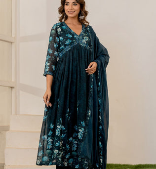 Mulmul Anarkali Suit Set