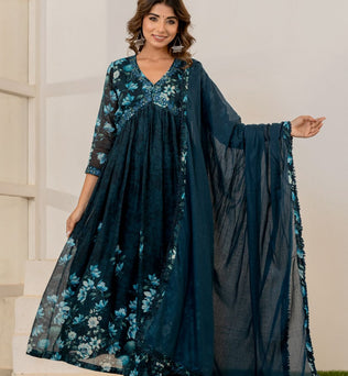 Mulmul Anarkali Suit Set