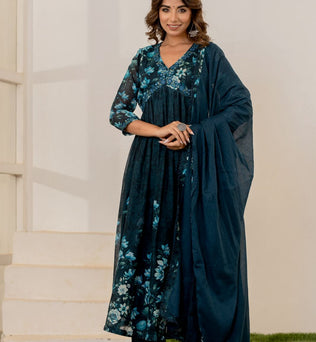 Mulmul Anarkali Suit Set