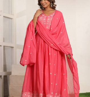 Mulmul Anarkali Suit Set