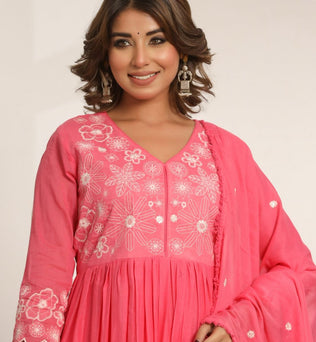 Mulmul Anarkali Suit Set