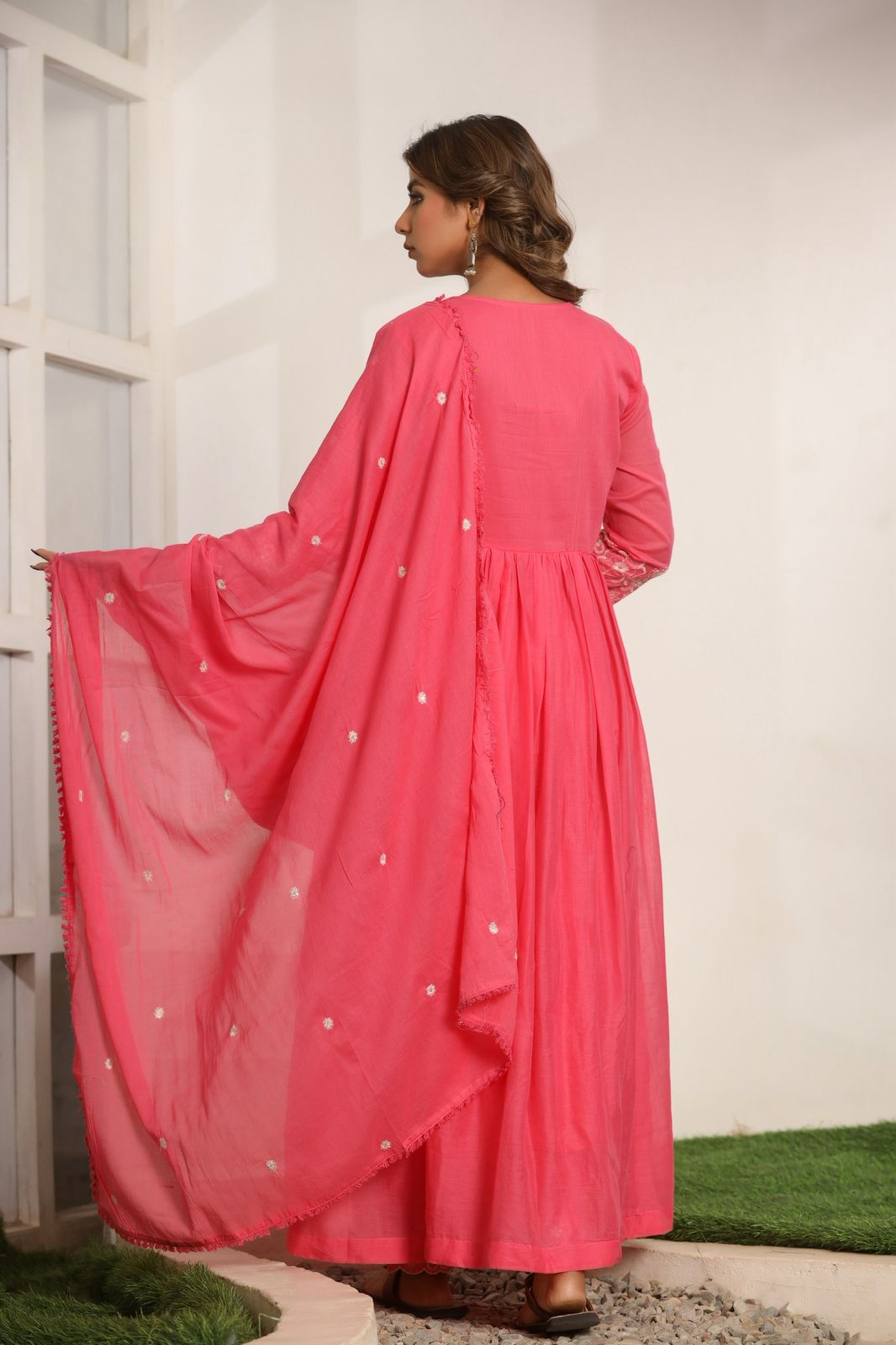 Mulmul Anarkali Suit Set
