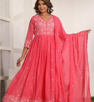 Mulmul Anarkali Suit Set