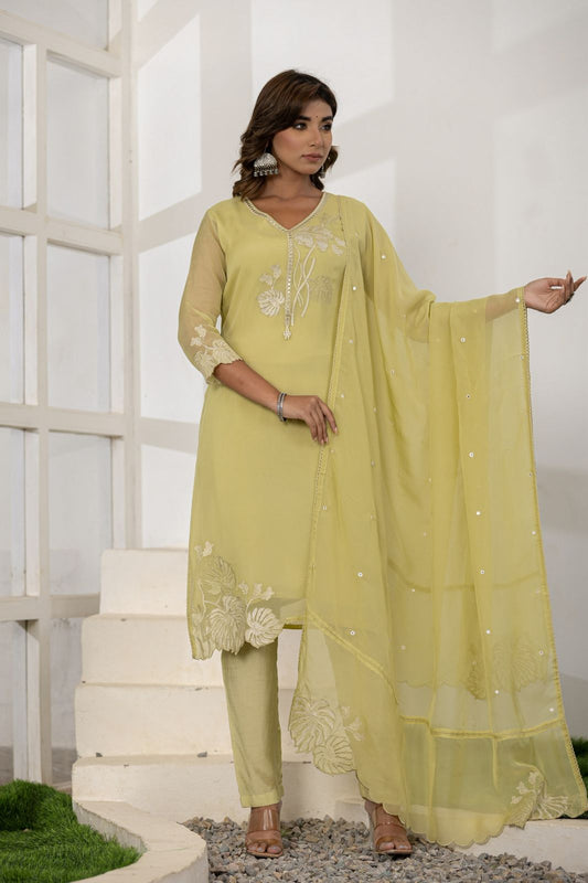 Organza Straight Suit Set