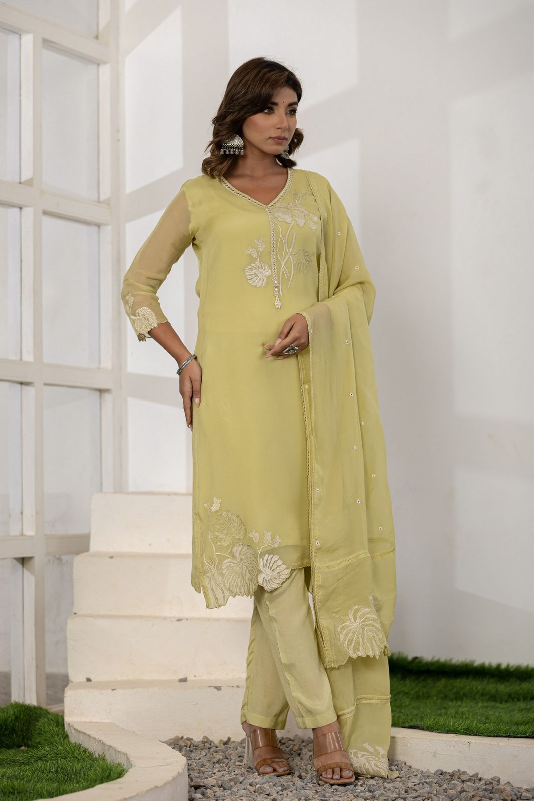 Organza Straight Suit Set
