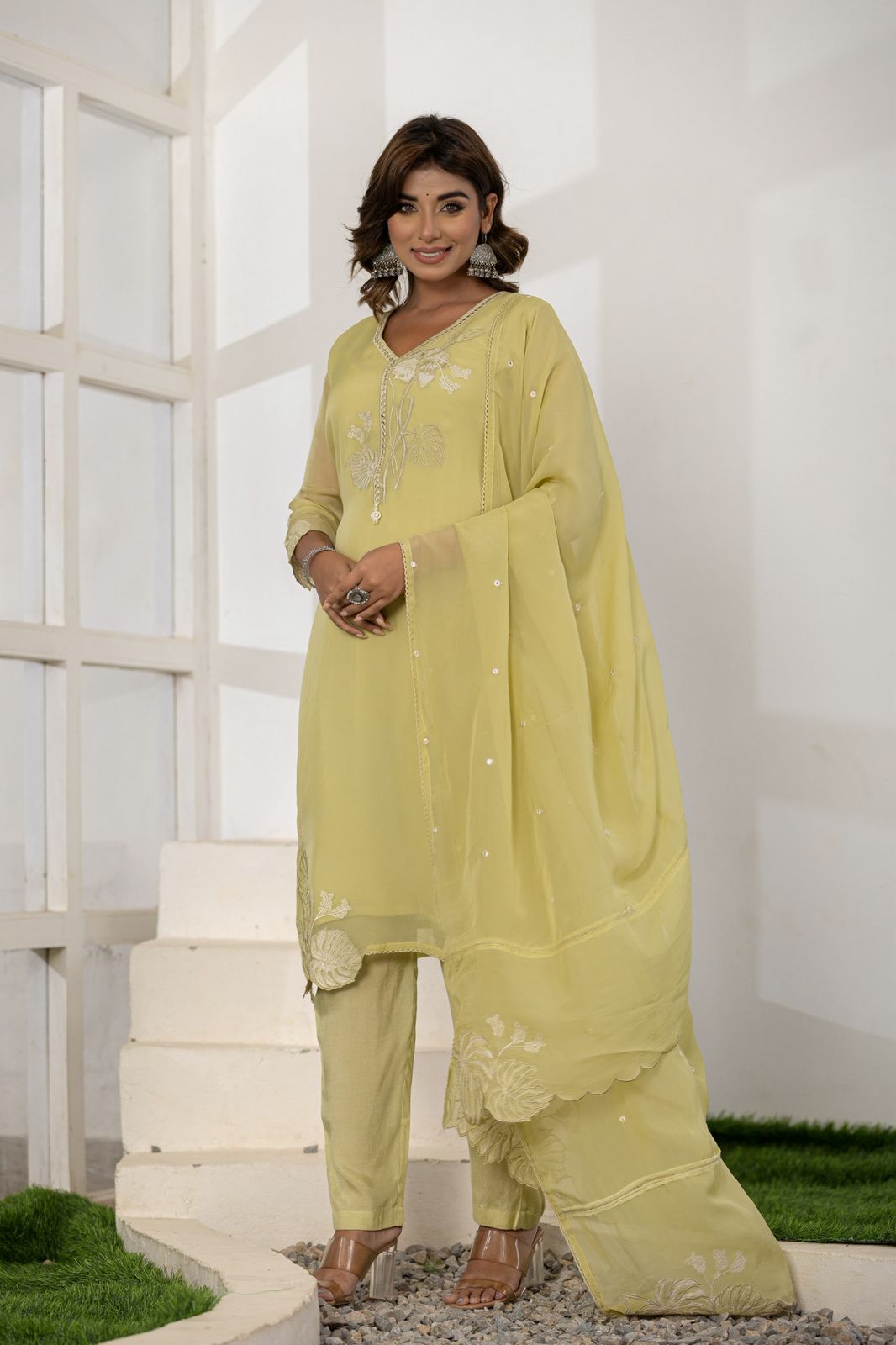 Organza Straight Suit Set