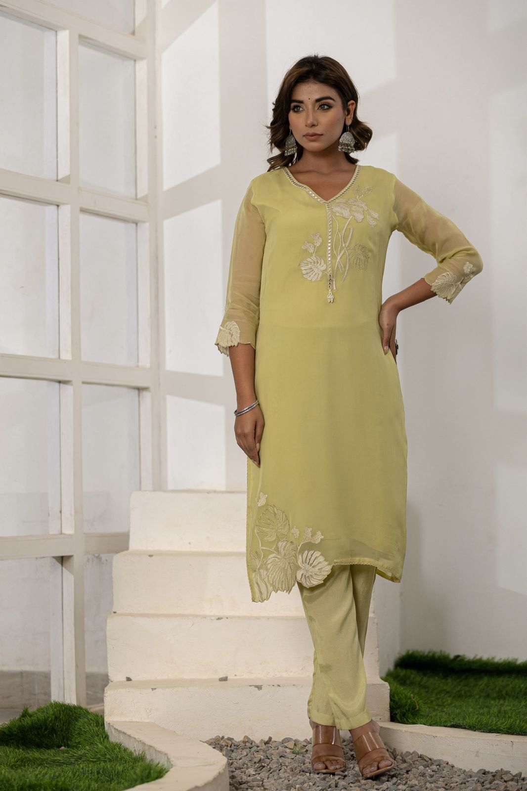Organza Straight Suit Set