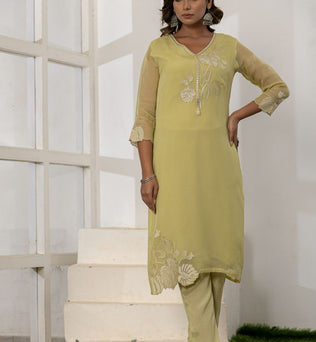 Organza Straight Suit Set