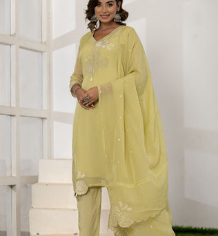 Organza Straight Suit Set