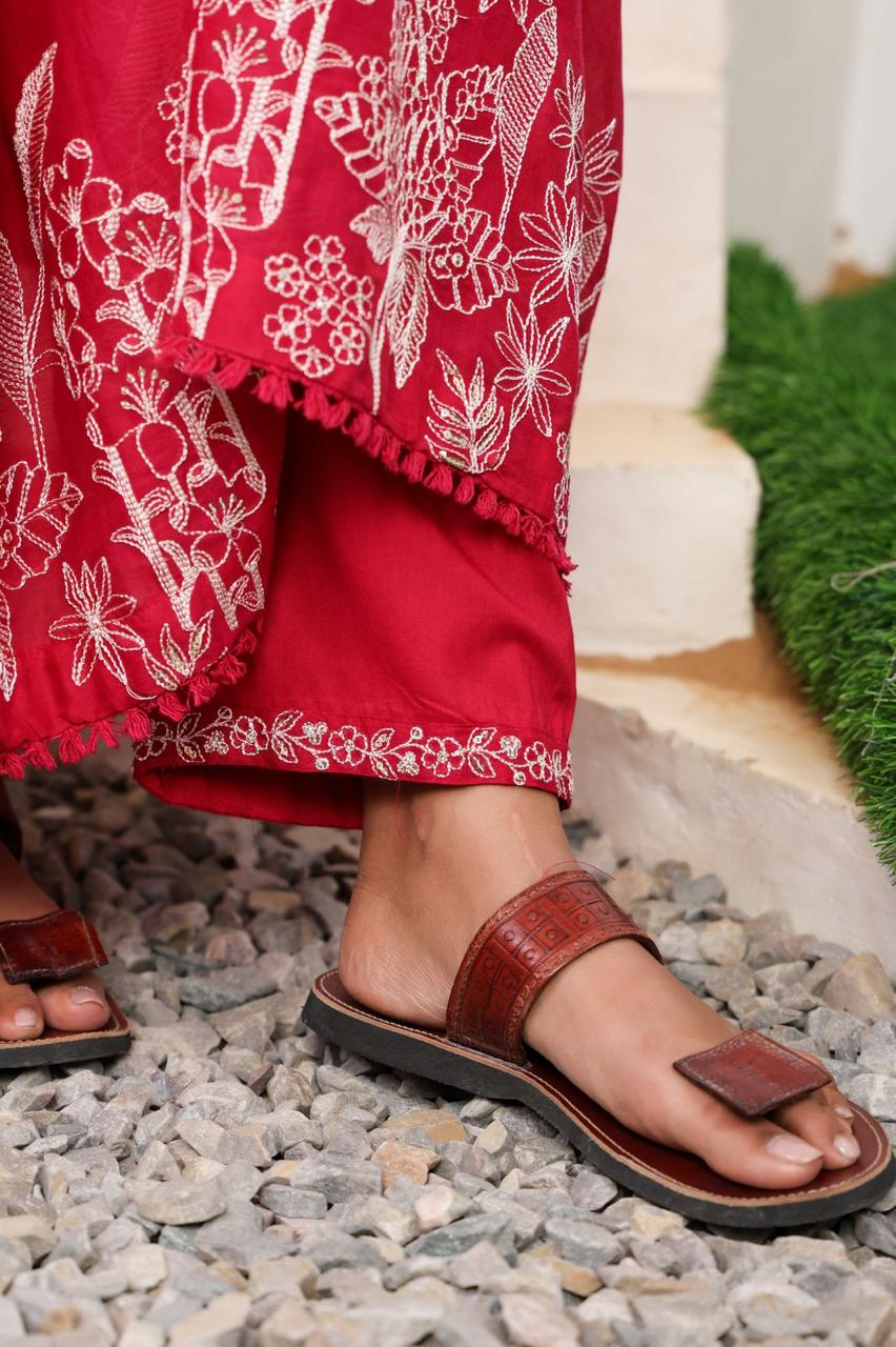 Mulmul Cotton Anarkali Suit Set