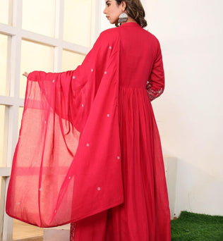 Mulmul Cotton Anarkali Suit Set
