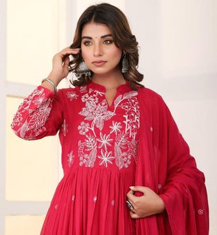 Mulmul Cotton Anarkali Suit Set
