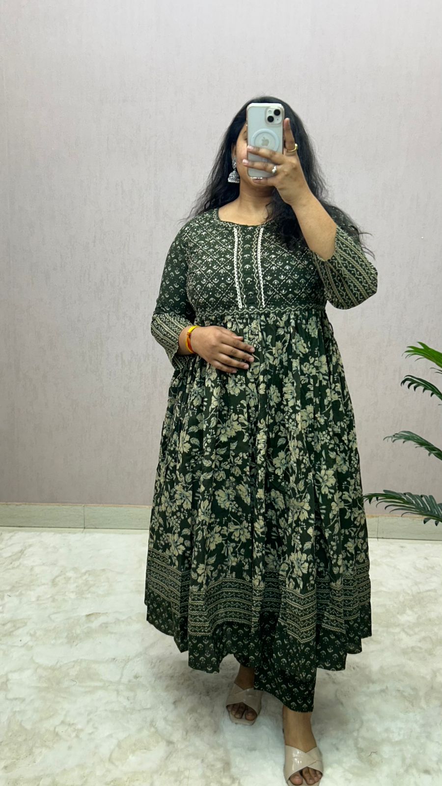 Cotton Printed Anarkali Suit Set
