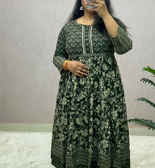 Cotton Printed Anarkali Suit Set