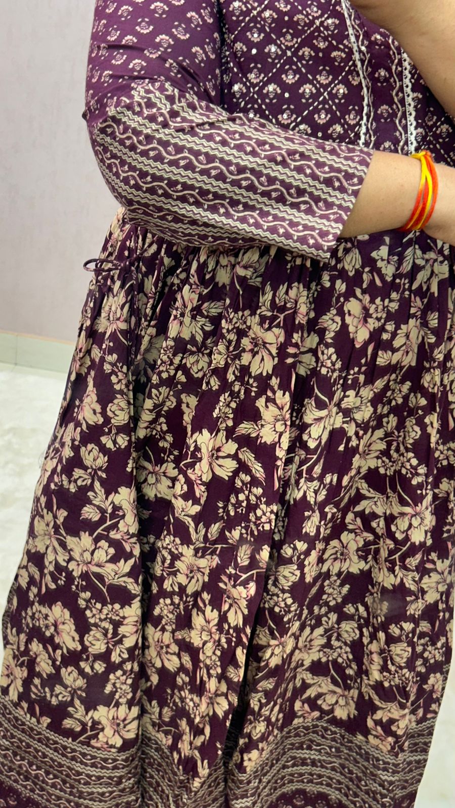 Cotton Printed Anarkali Suit Set