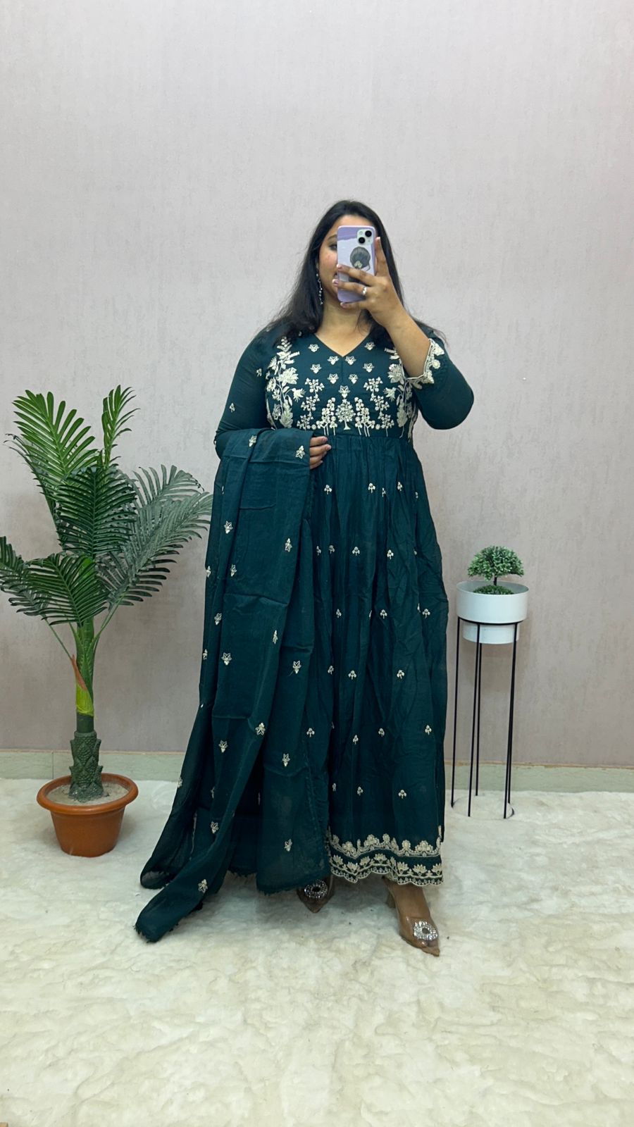 Mulmul Cotton Anarkali Suit Set