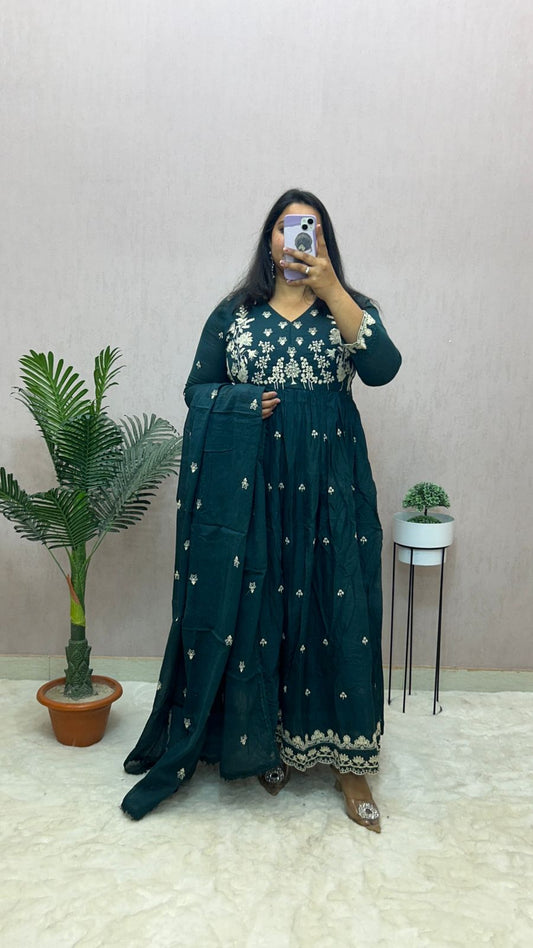 Mulmul Cotton Anarkali Suit Set