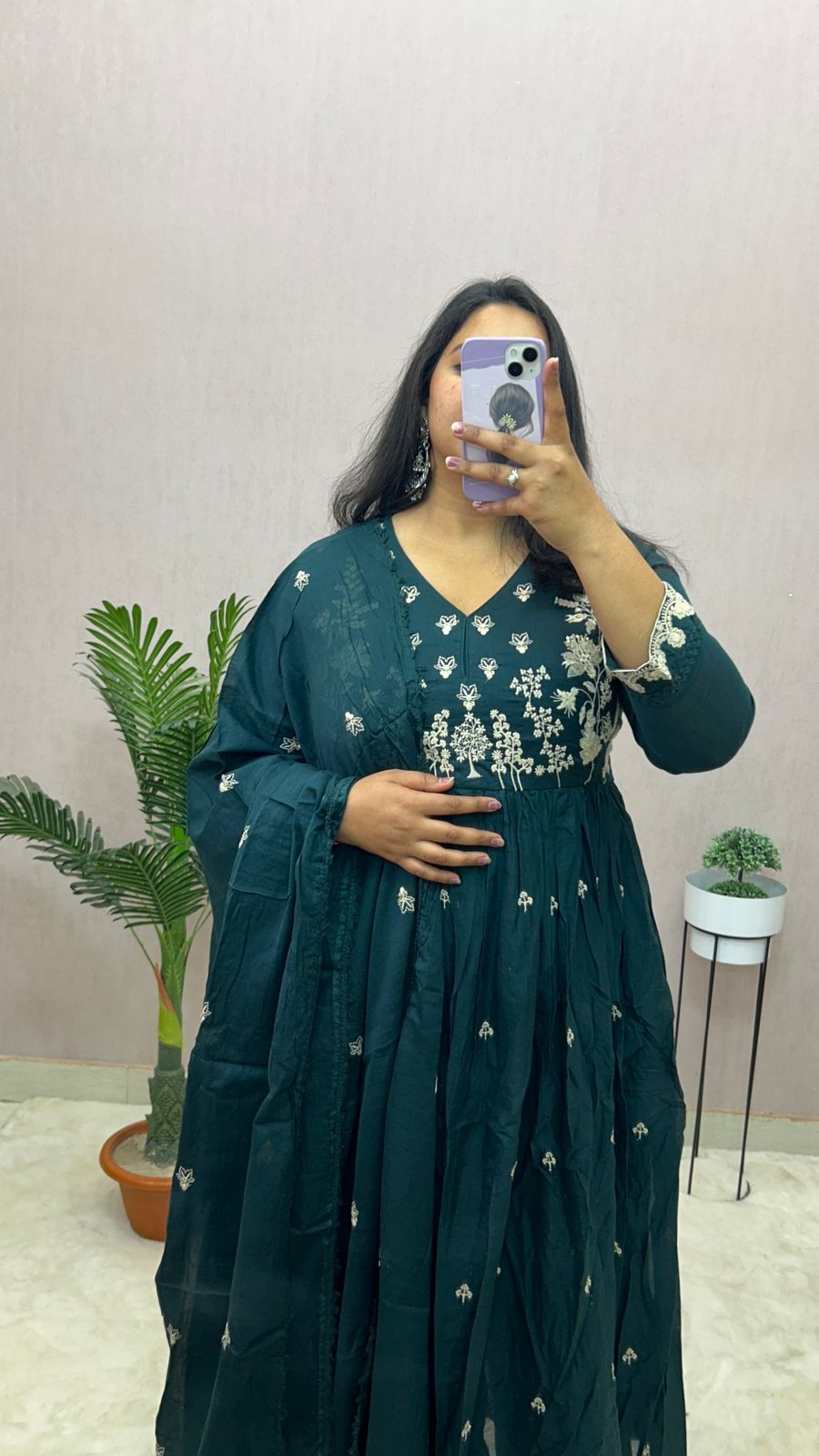 Mulmul Cotton Anarkali Suit Set
