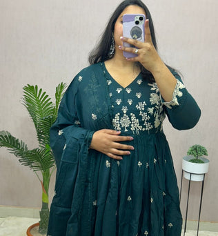 Mulmul Cotton Anarkali Suit Set