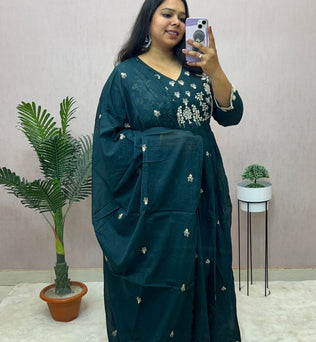 Mulmul Cotton Anarkali Suit Set