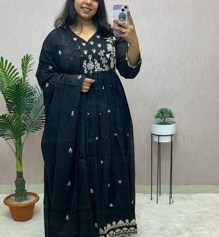 Mulmul Cotton Anarkali Suit Set