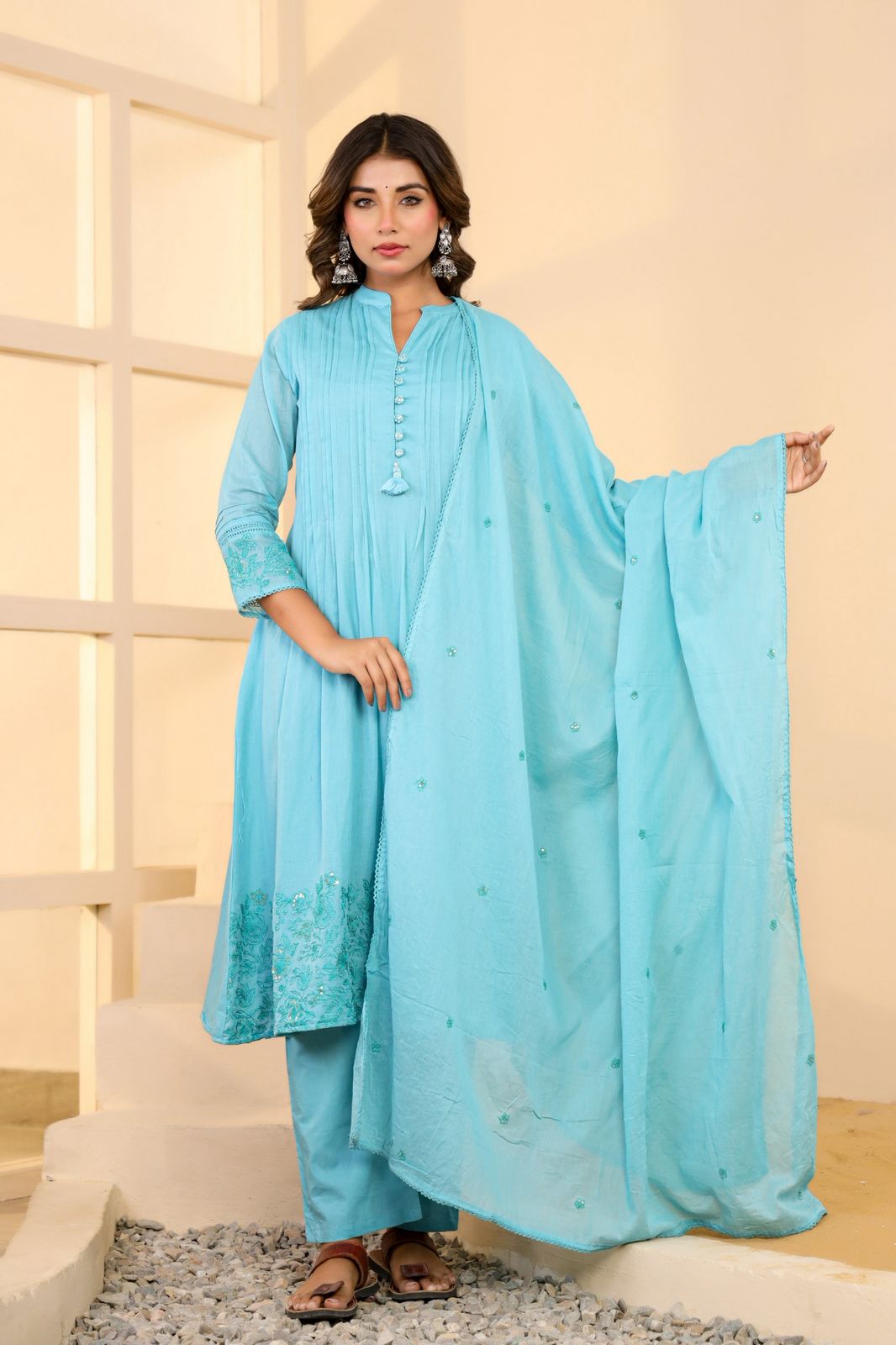 Mulmul Cotton A-line Suit Set