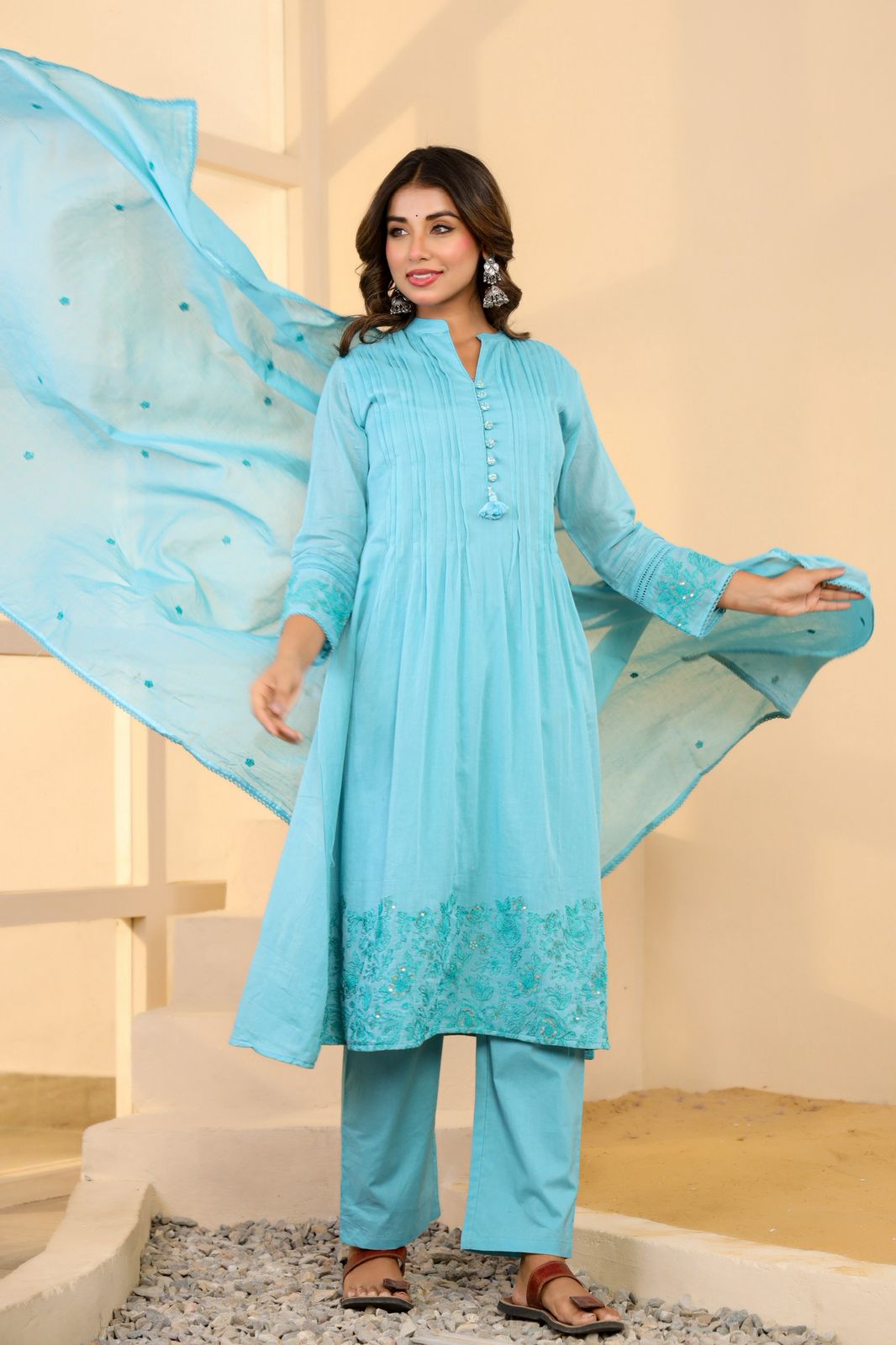 Mulmul Cotton A-line Suit Set