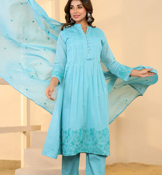 Mulmul Cotton A-line Suit Set