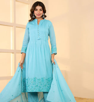 Mulmul Cotton A-line Suit Set