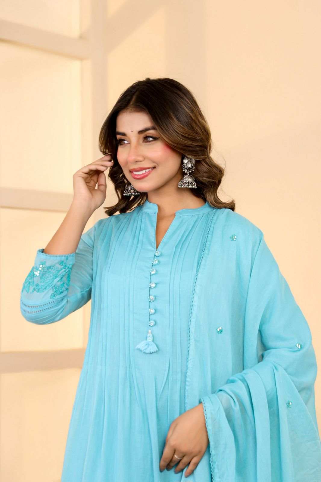 Mulmul Cotton A-line Suit Set