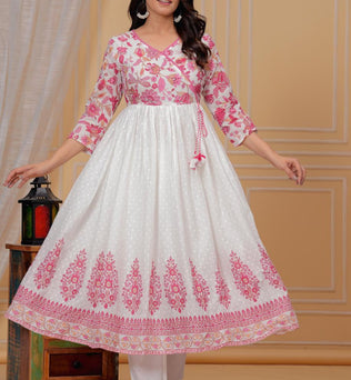 Mulmul Printed Kurti with Pant and Dupatta