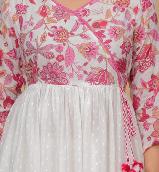 Mulmul Printed Kurti with Pant and Dupatta