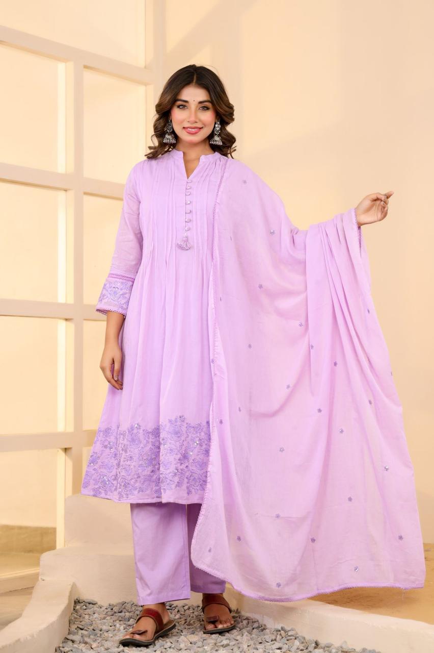 Mulmul Cotton A-line Suit Set