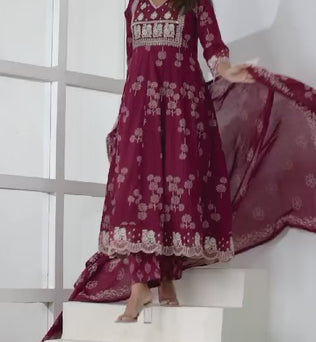 Cotton Dobby Anarkali Suit Set